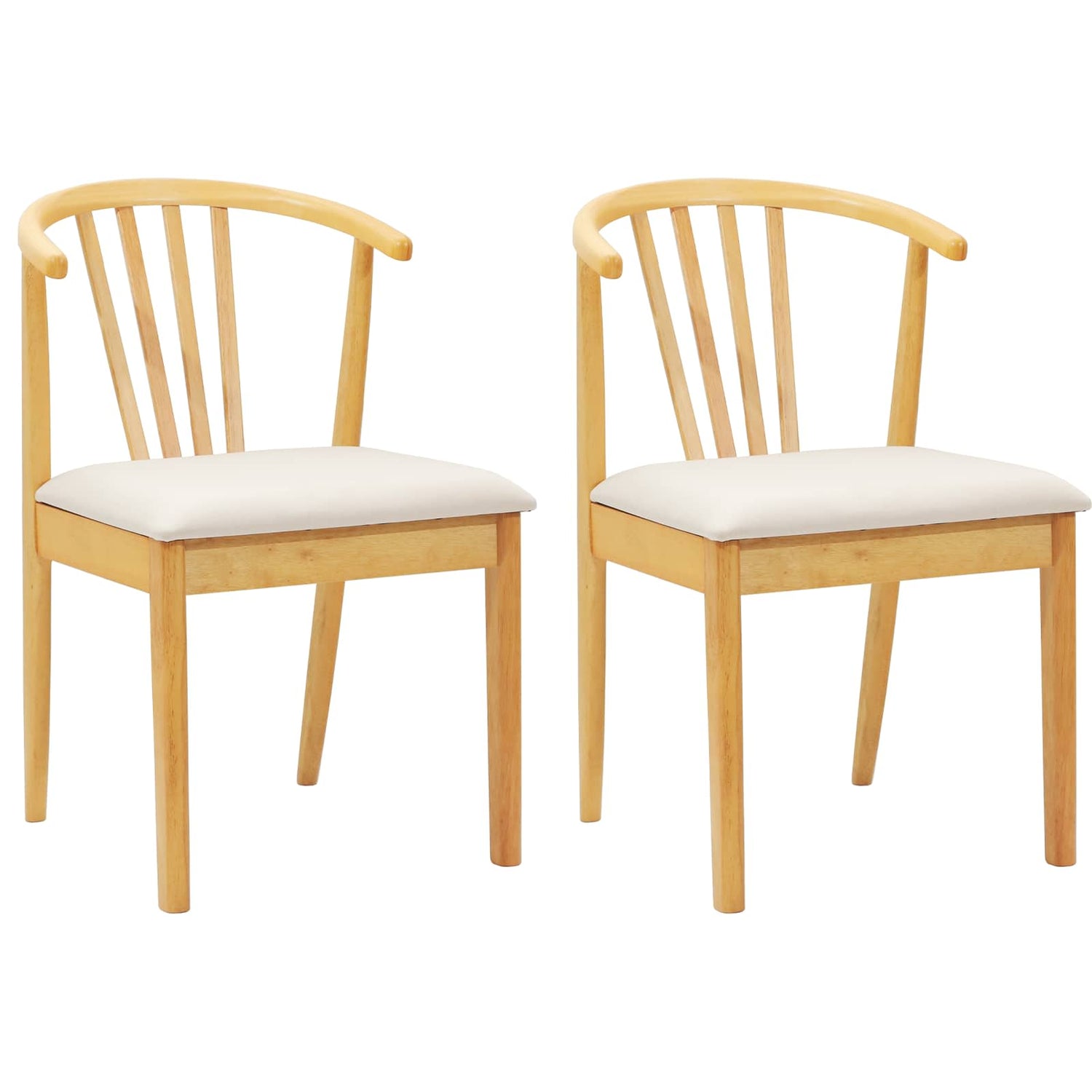 Spisestuestol 2 Pcs Naturlig Og Lys Solid Gummitre
