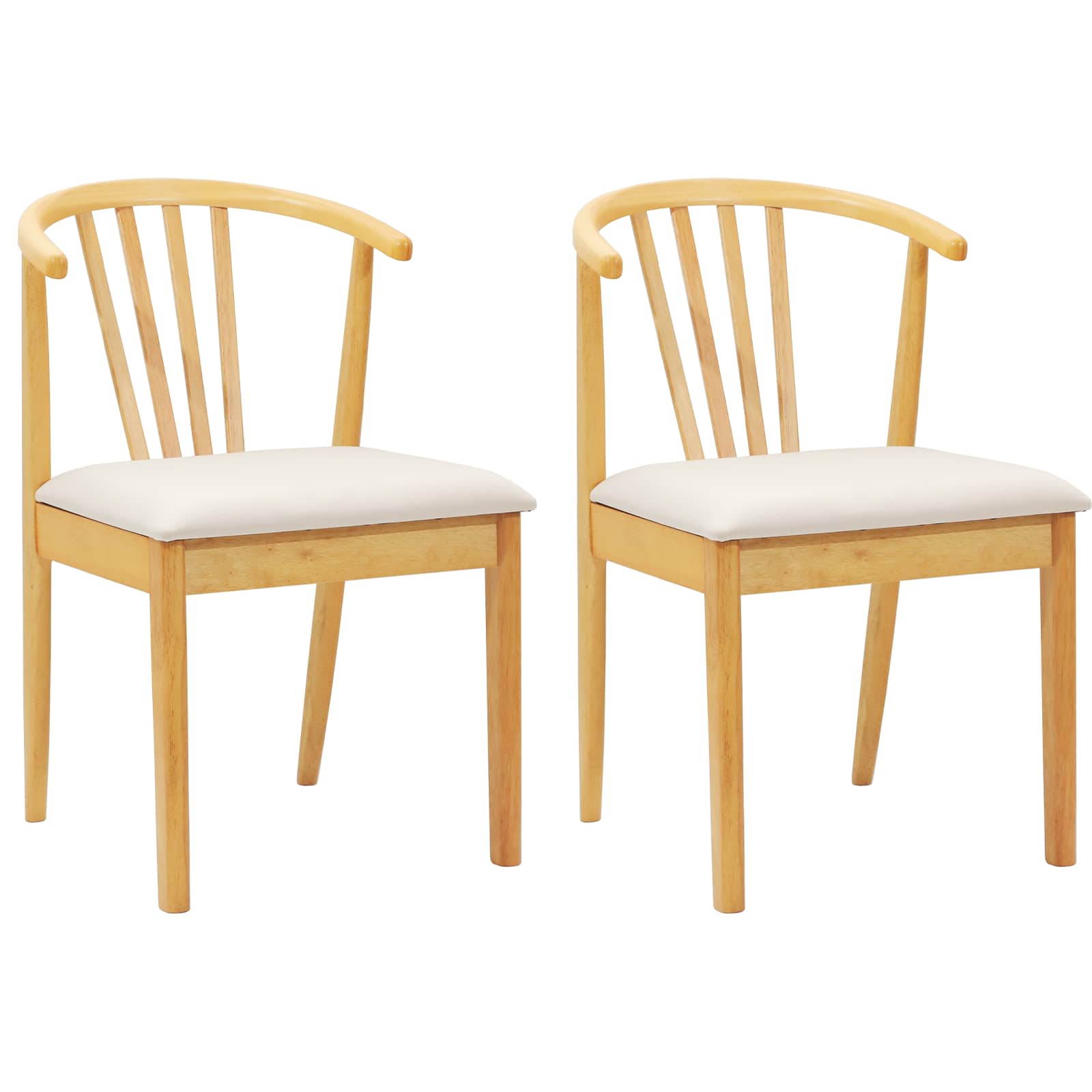 Spisestuestol 2 Pcs Naturlig Og Lys Solid Gummitre