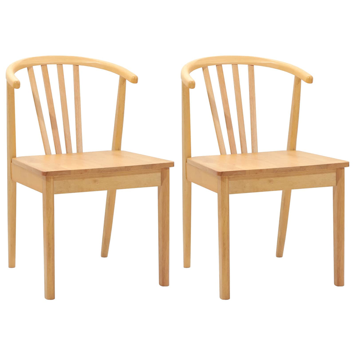 Spisestuestol 2 Pcs Naturlig Solid Gummitre
