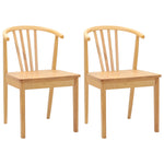 Spisestuestol 2 Pcs Naturlig Solid Gummitre