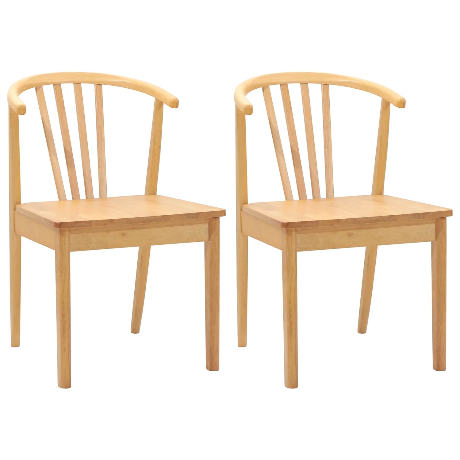Spisestuestol 2 Pcs Naturlig Solid Gummitre