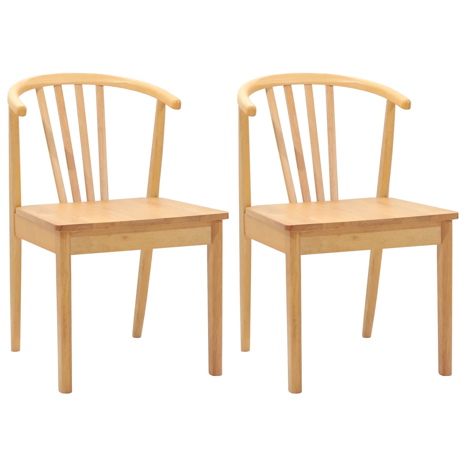 Spisestuestol 2 Pcs Naturlig Solid Gummitre