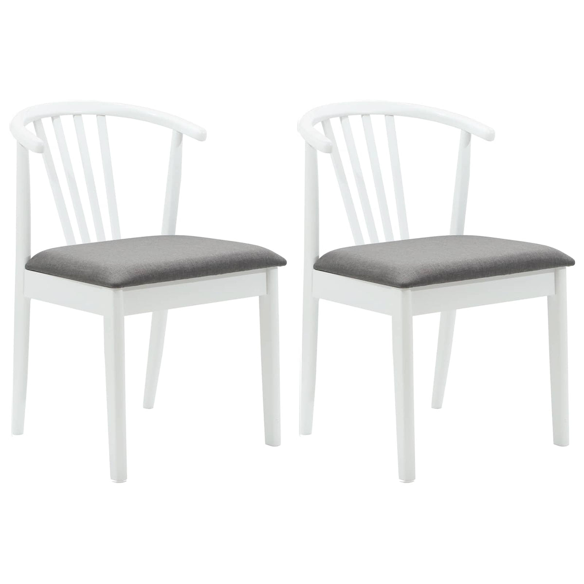 Spisestuestol 2 Pcs Hvit Og Grå Solid Gummitre