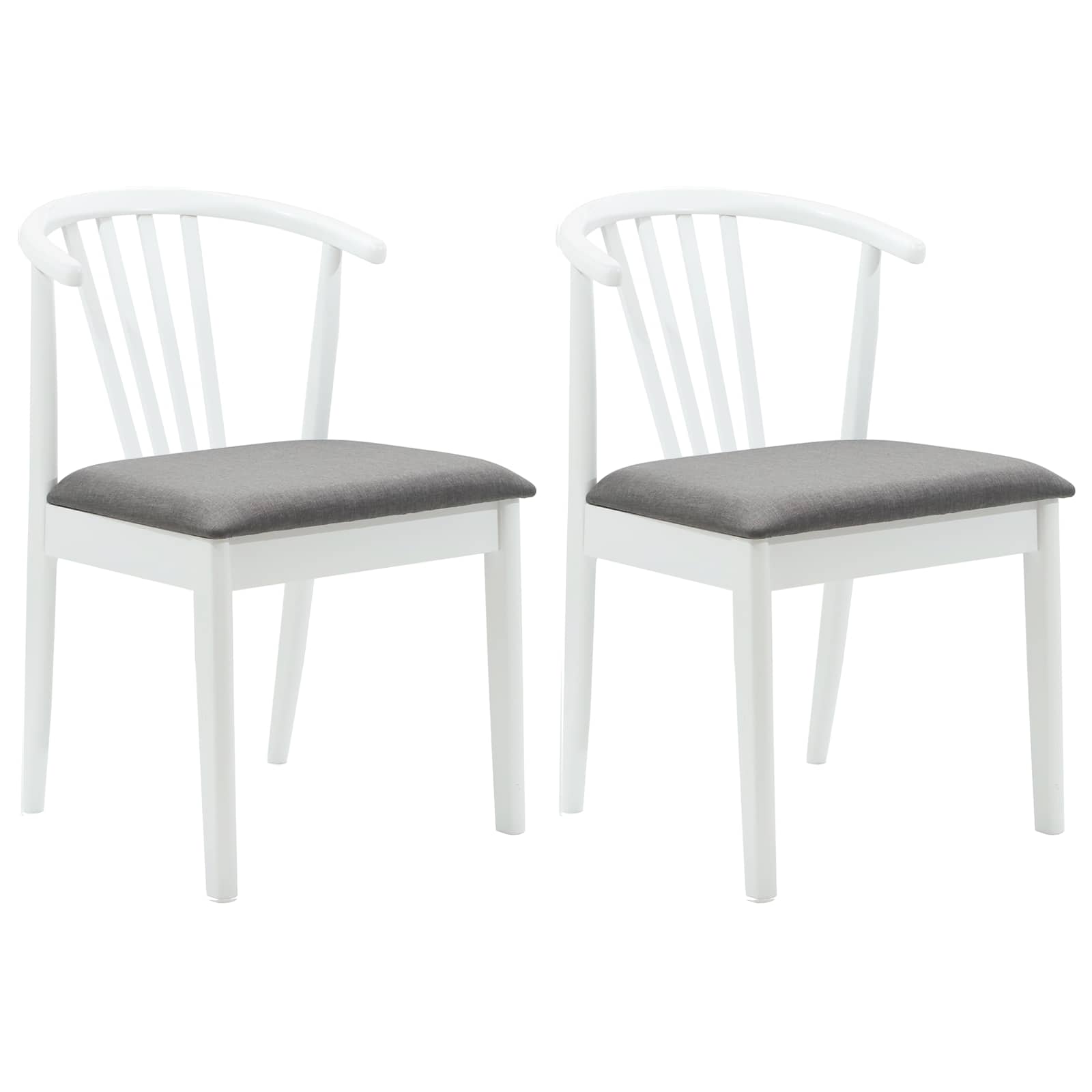 Spisestuestol 2 Pcs Hvit Og Grå Solid Gummitre