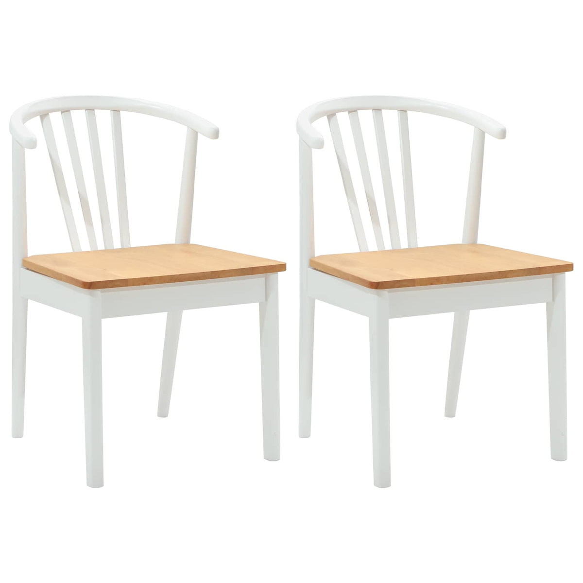 Spisestuestol 2 Pcs Hvit Og Naturlig Solid Gummitre