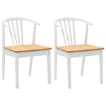 Spisestuestol 2 Pcs Hvit Og Naturlig Solid Gummitre