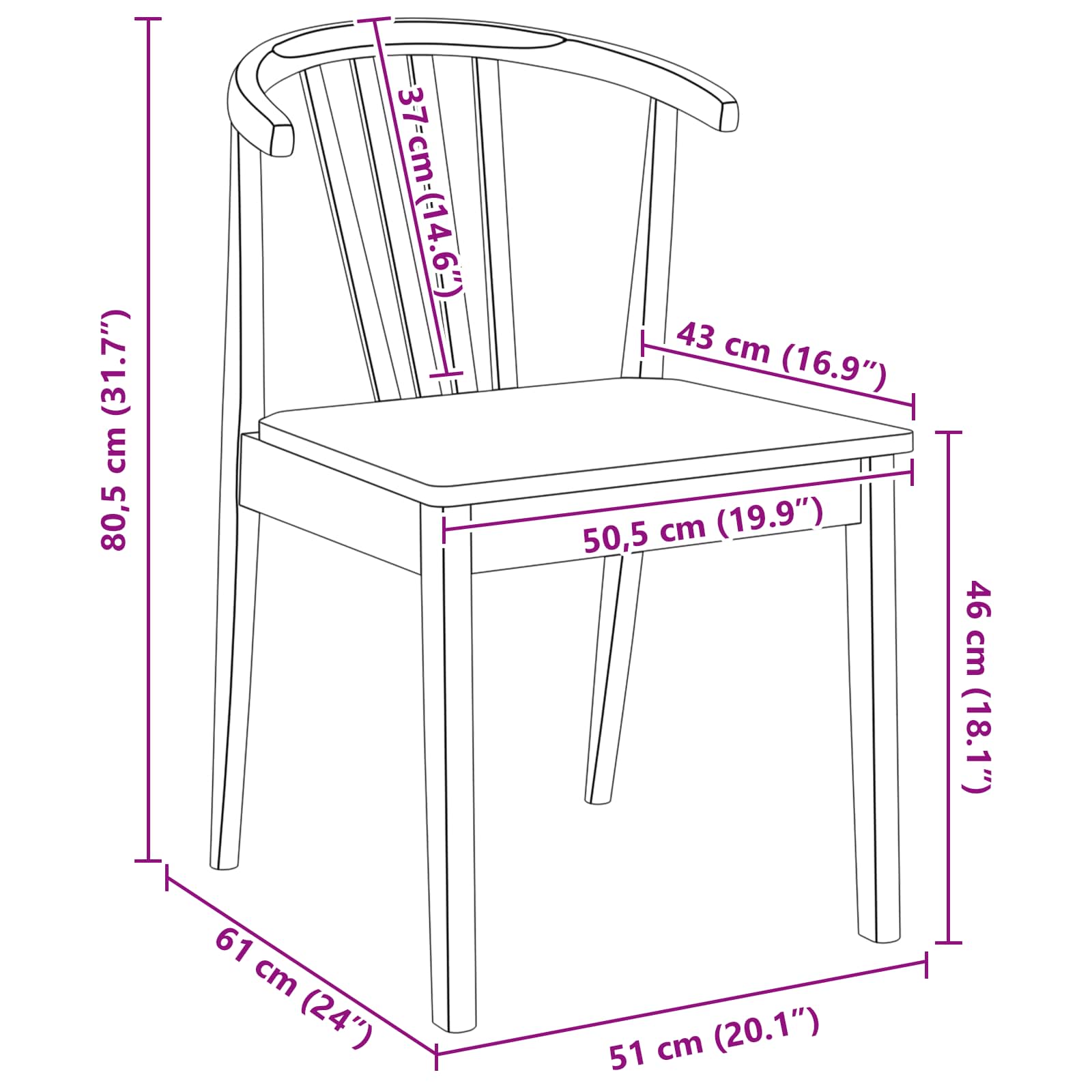 Spisestuestol 2 Pcs Hvit Solid Gummitre