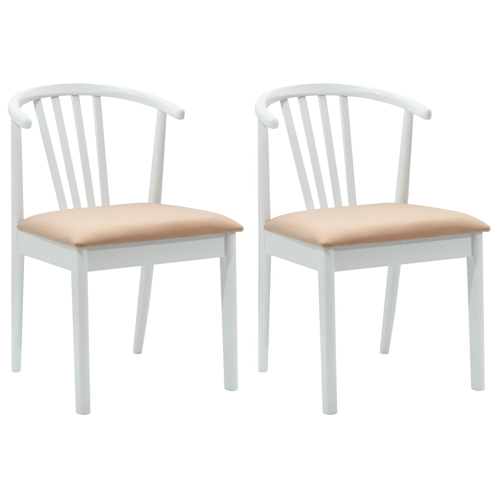 Spisestuestol 2 Pcs Hvit Og Brun Solid Gummitre