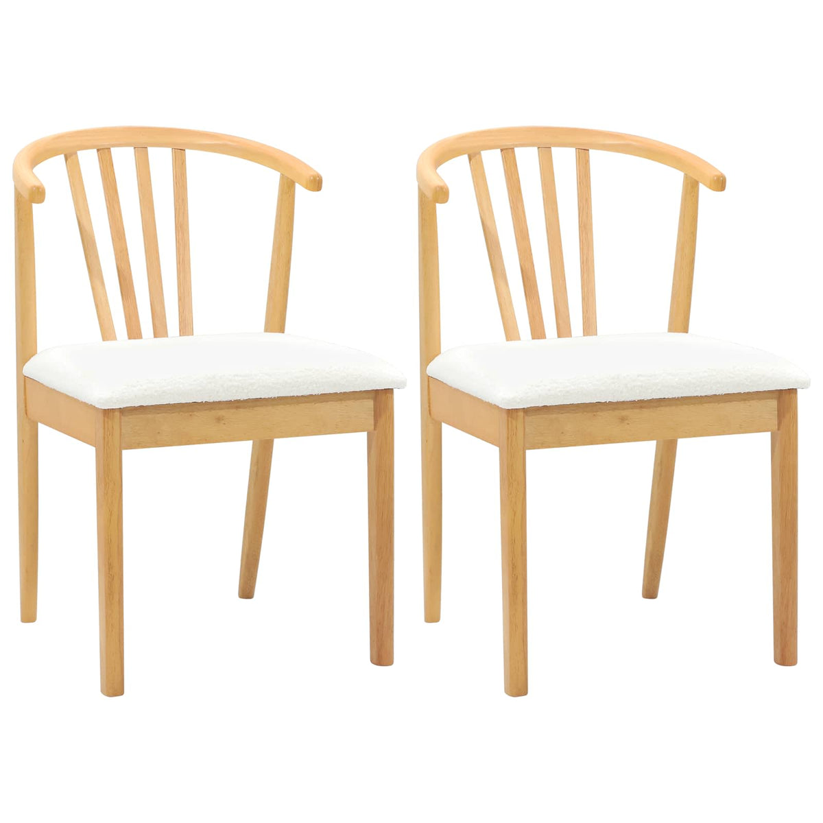 Spisestuestol 2 Pcs Naturlig Og Hvit Solid Gummitre