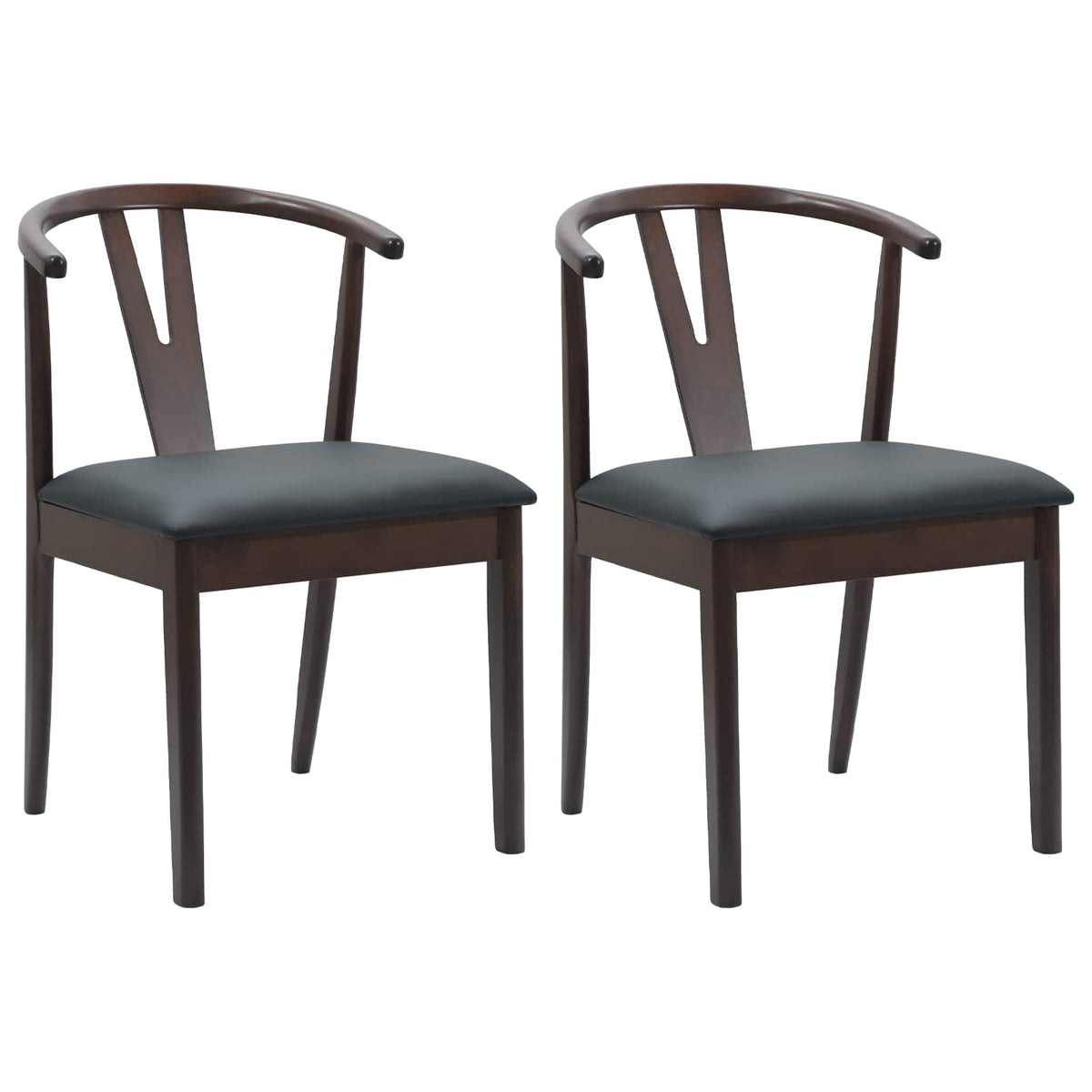 Spisestuestol 2 Pcs Lys Brun Og Svart Solid Gummitre
