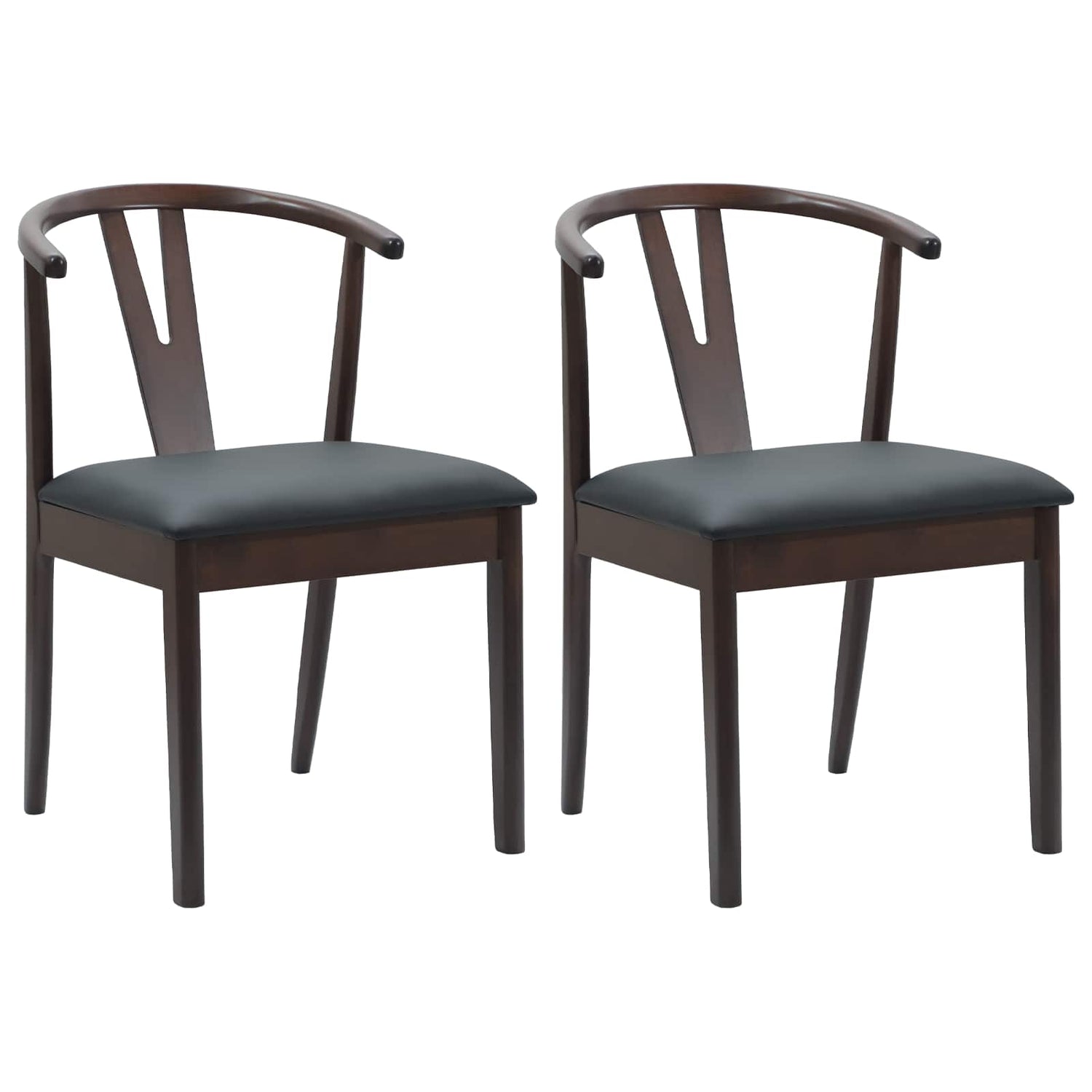 Spisestuestol 2 Pcs Lys Brun Og Svart Solid Gummitre