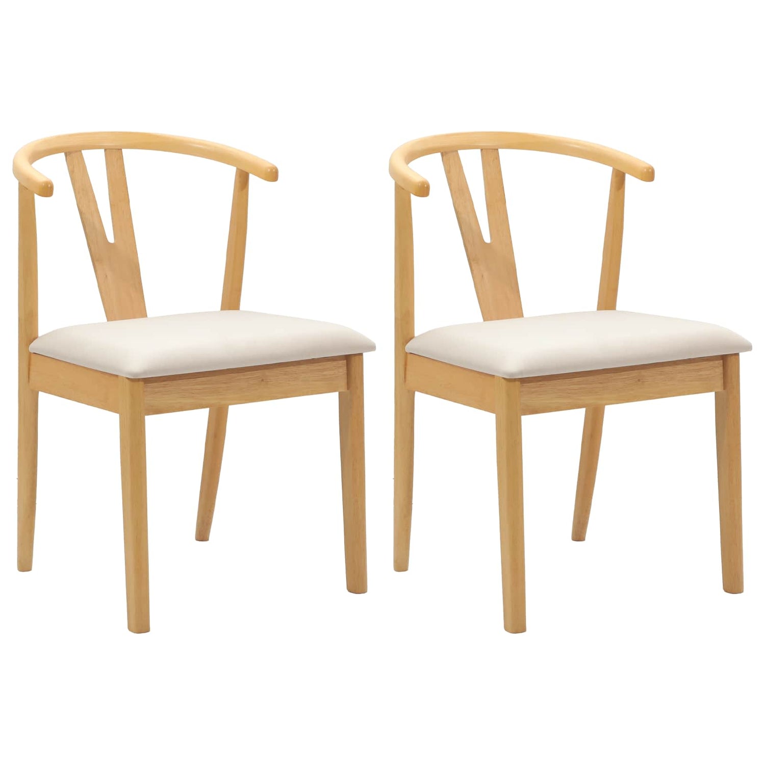 Spisestuestol 2 Pcs Naturlig Og Lys Solid Gummitre