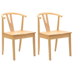 Spisestuestol 2 Pcs Naturlig Solid Gummitre