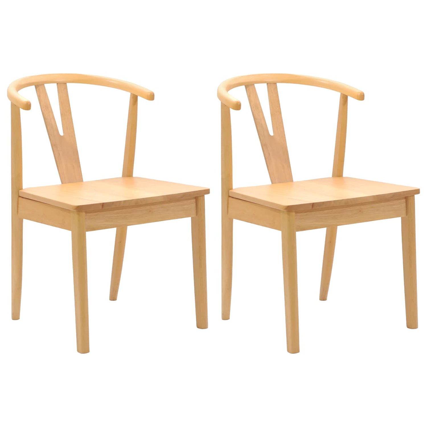 Spisestuestol 2 Pcs Naturlig Solid Gummitre