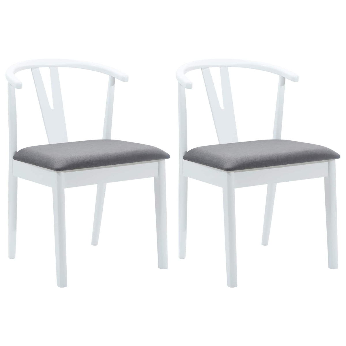 Spisestuestol 2 Pcs Hvit Og Grå Solid Gummitre