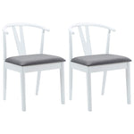 Spisestuestol 2 Pcs Hvit Og Grå Solid Gummitre