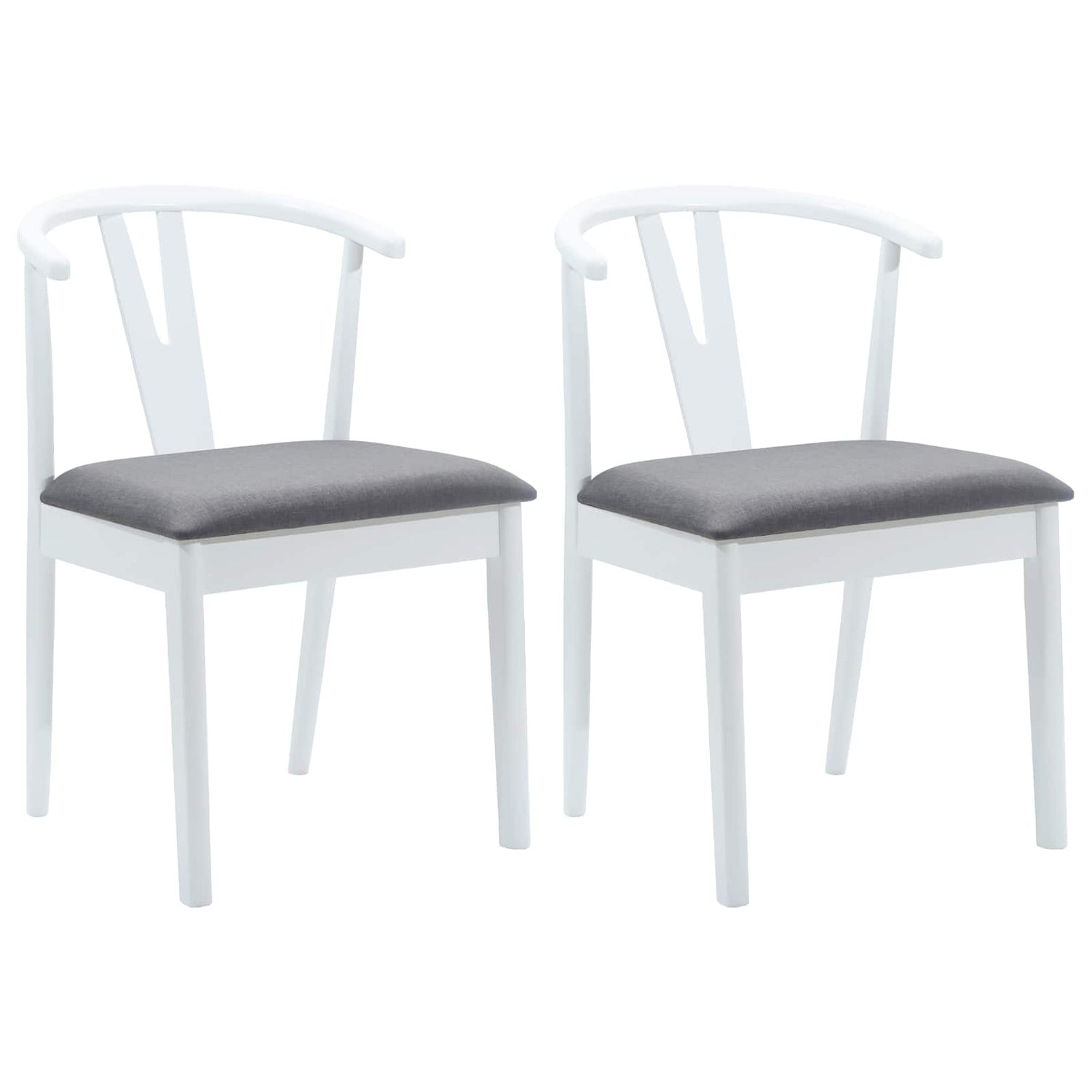 Spisestuestol 2 Pcs Hvit Og Grå Solid Gummitre