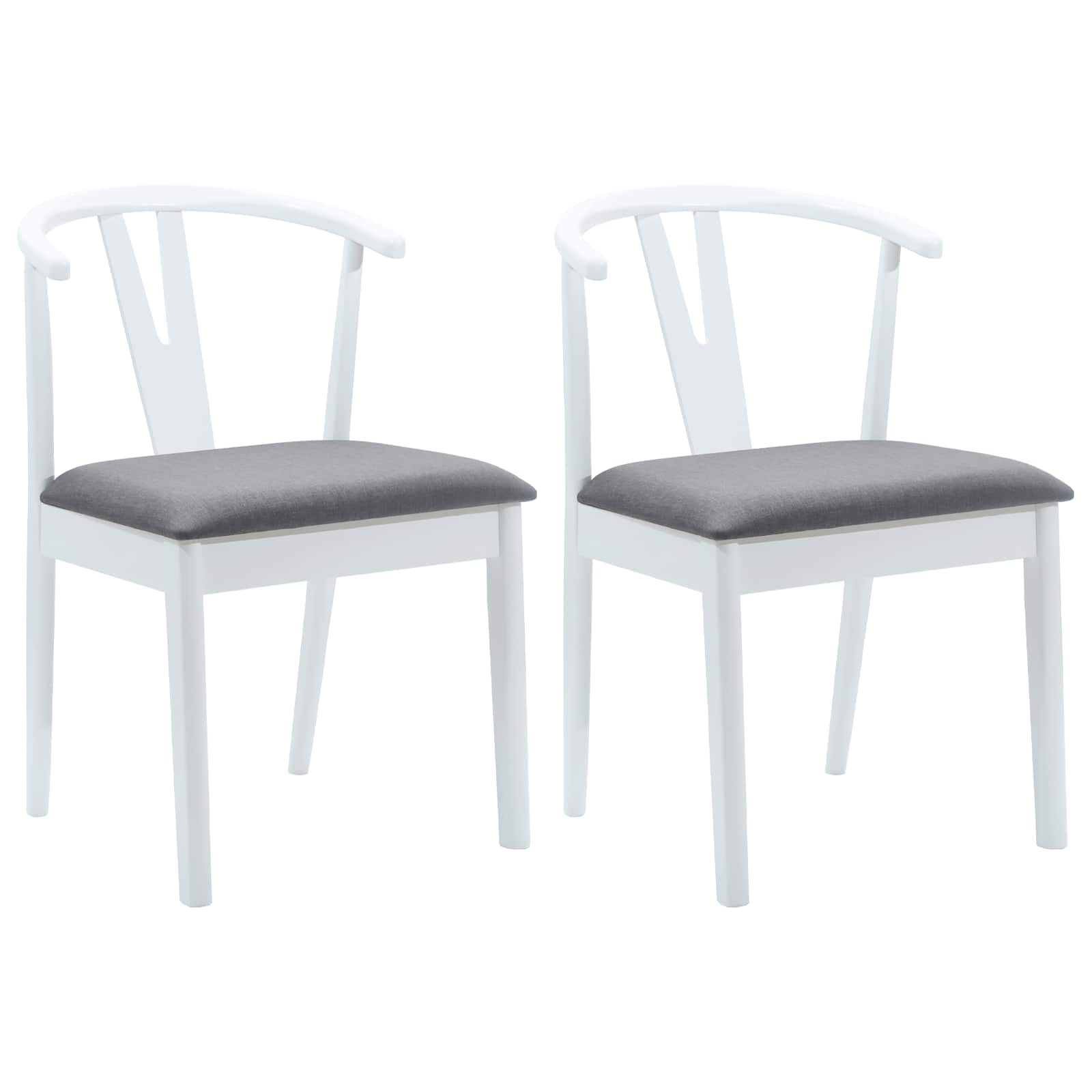 Spisestuestol 2 Pcs Hvit Og Grå Solid Gummitre