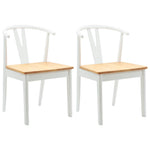 Spisestuestol 2 Pcs Hvit Og Naturlig Solid Gummitre
