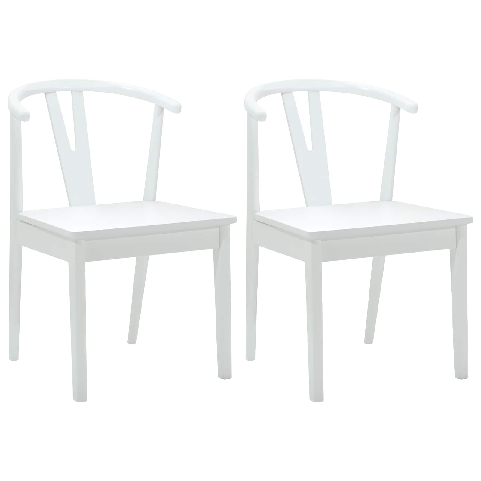 Spisestuestol 2 Pcs Hvit Og Hvit Solid Gummitre