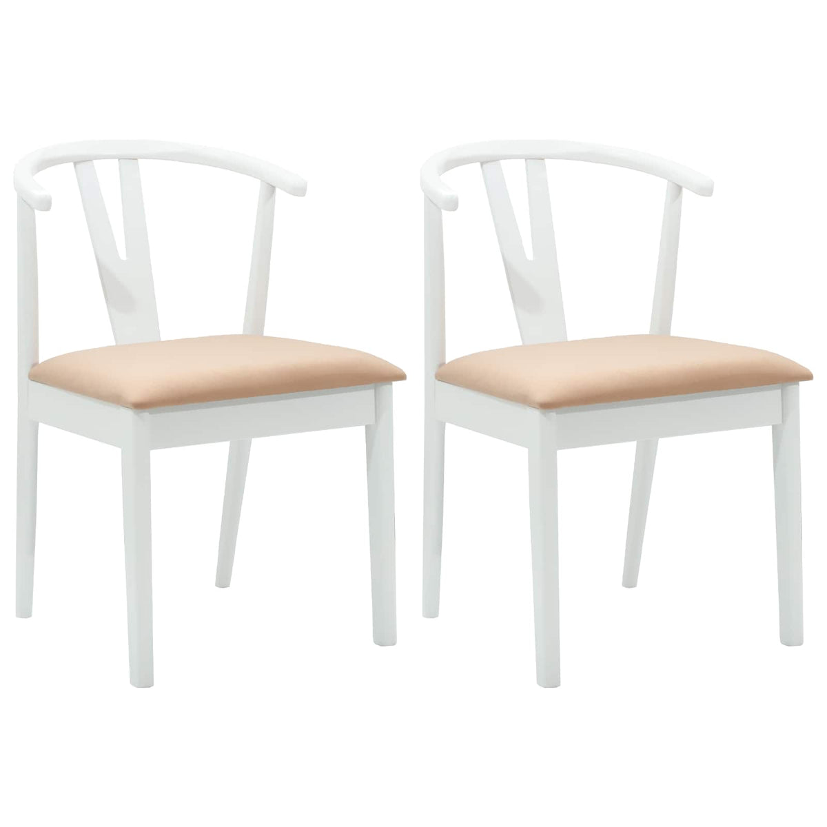 Spisestuestol 2 Pcs Hvit Og Brun Solid Gummitre
