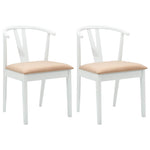 Spisestuestol 2 Pcs Hvit Og Brun Solid Gummitre