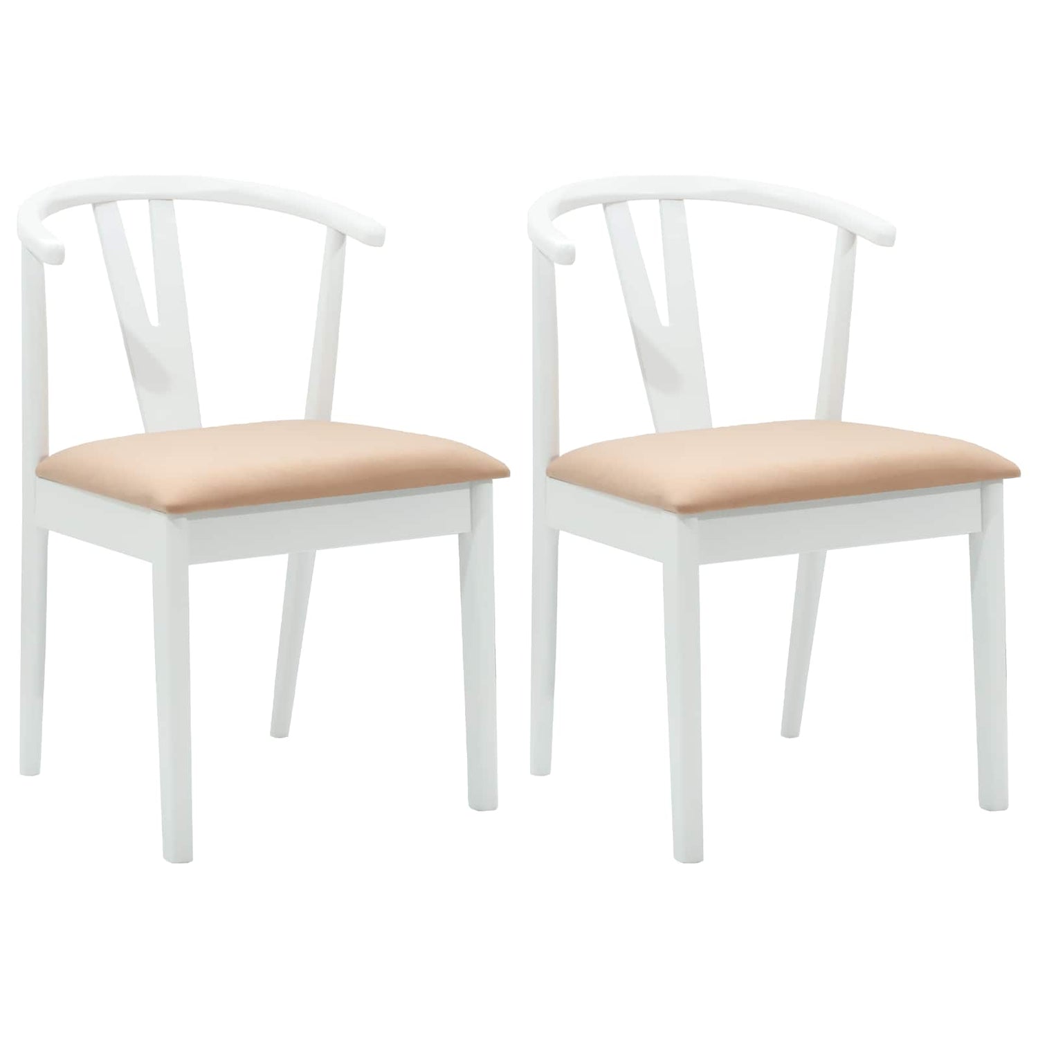 Spisestuestol 2 Pcs Hvit Og Brun Solid Gummitre