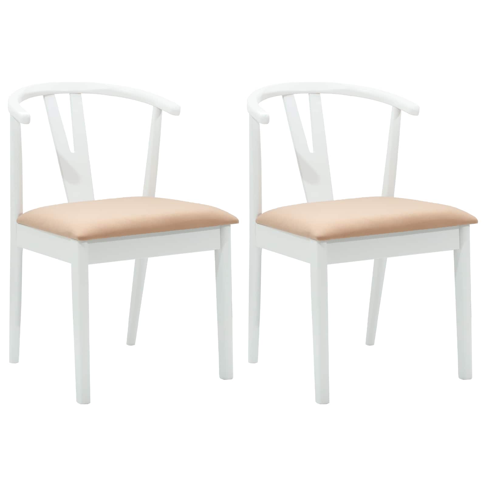 Spisestuestol 2 Pcs Hvit Og Brun Solid Gummitre