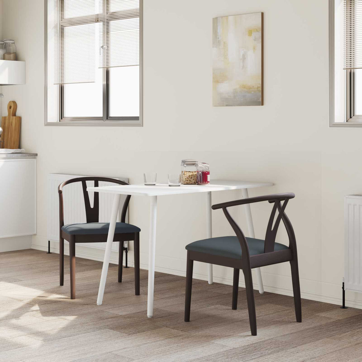 Spisestuestol 2 Pcs Lys Brun Og Svart Solid Gummitre