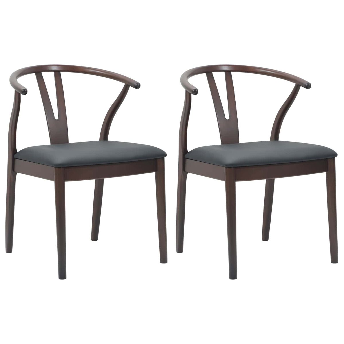 Spisestuestol 2 Pcs Lys Brun Og Svart Solid Gummitre