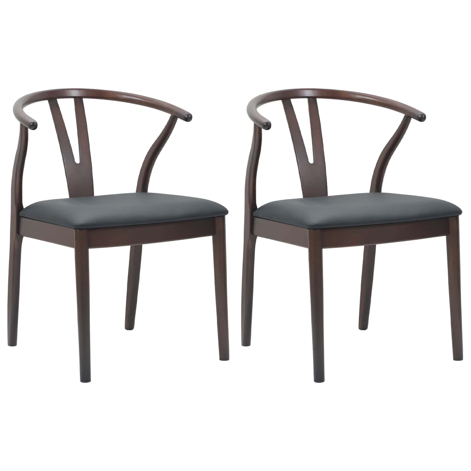 Spisestuestol 2 Pcs Lys Brun Og Svart Solid Gummitre