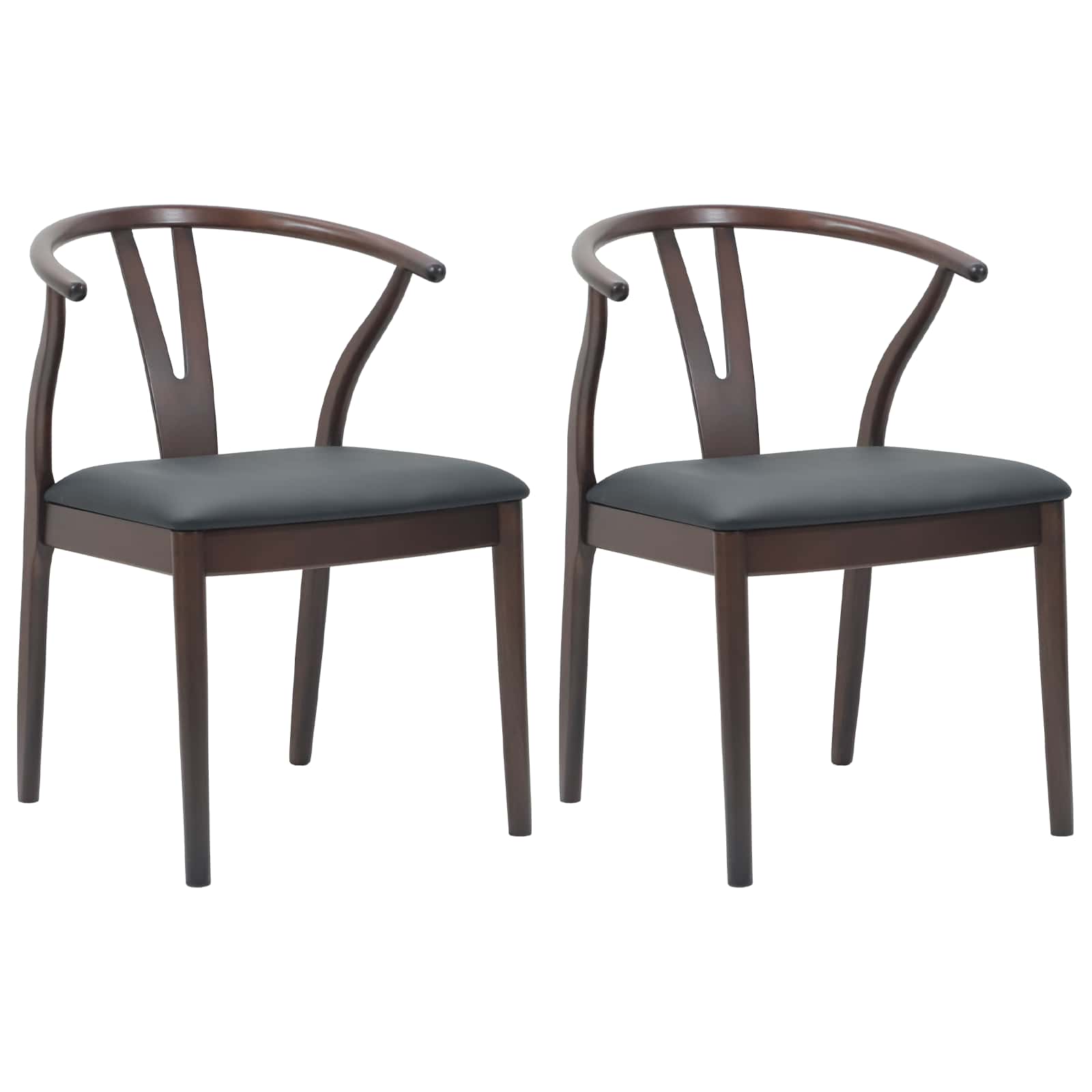 Spisestuestol 2 Pcs Lys Brun Og Svart Solid Gummitre
