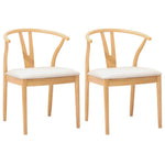 Spisestuestol 2 Pcs Naturlig Og Lys Solid Gummitre