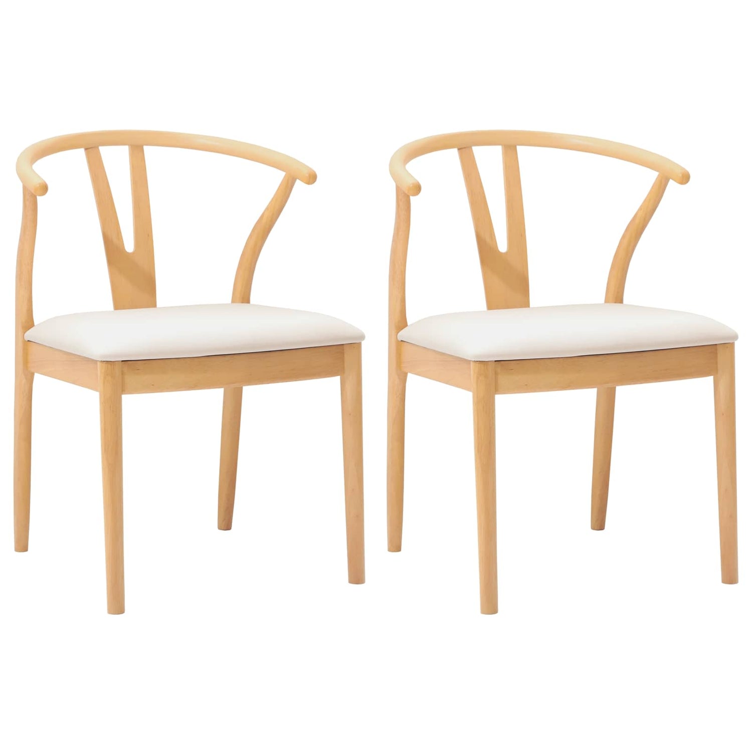 Spisestuestol 2 Pcs Naturlig Og Lys Solid Gummitre