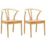 Spisestuestol 2 Pcs Naturlig Solid Gummitre