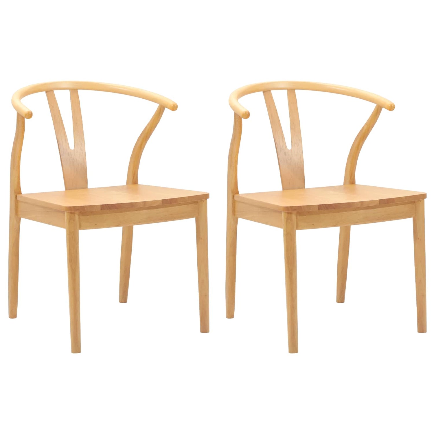 Spisestuestol 2 Pcs Naturlig Solid Gummitre