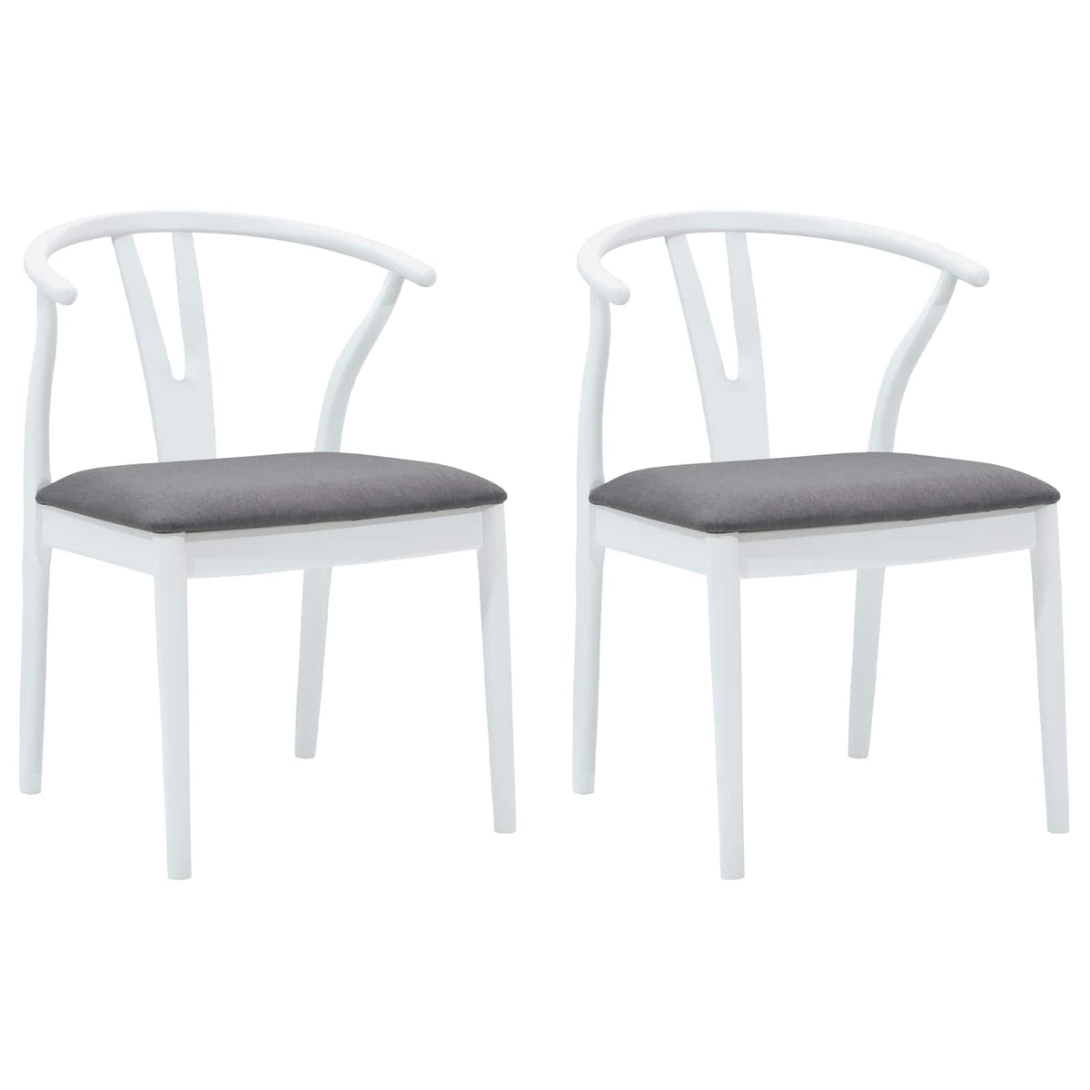 Spisestuestol 2 Pcs Hvit Og Grå Solid Gummitre