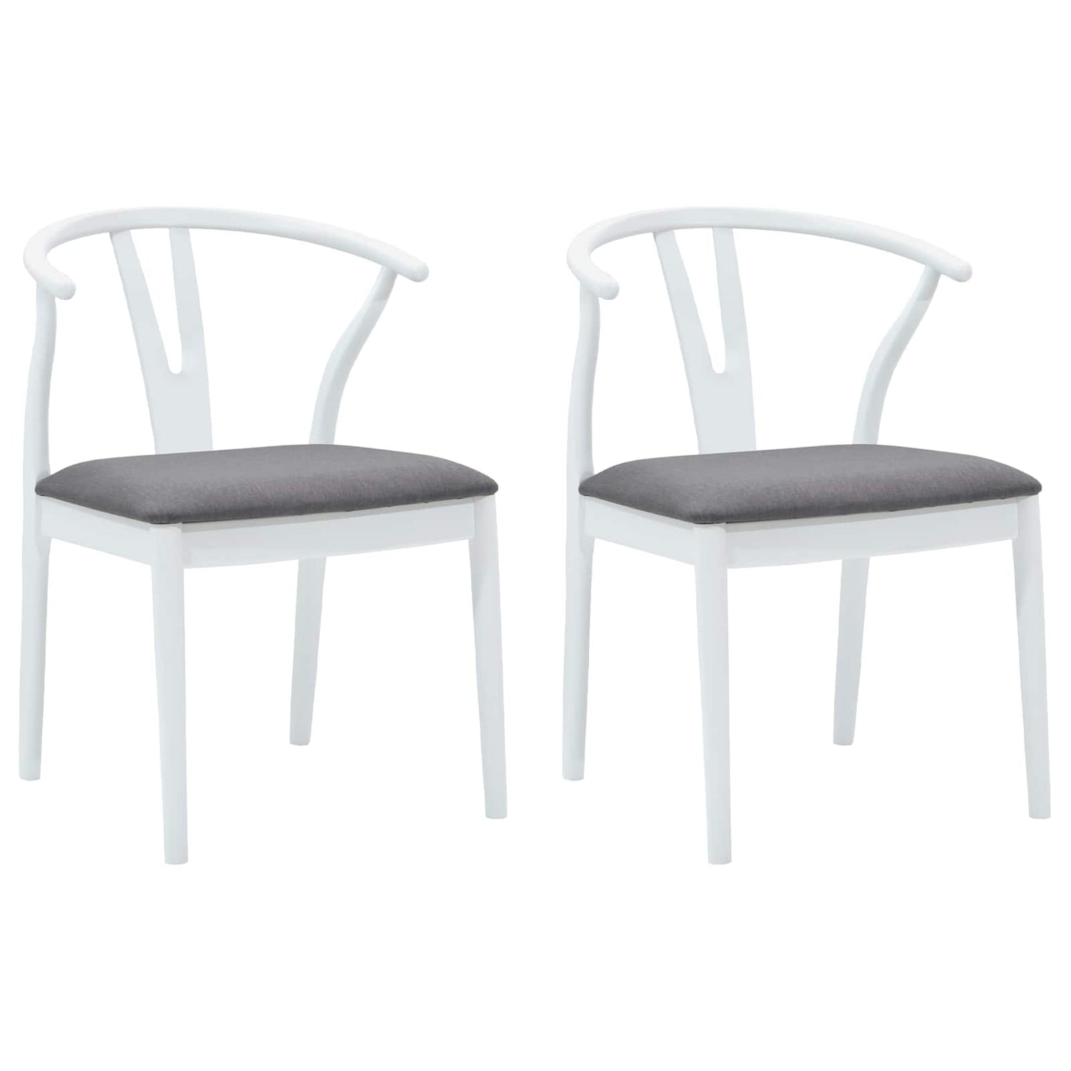 Spisestuestol 2 Pcs Hvit Og Grå Solid Gummitre