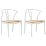 Spisestuestol 2 Pcs Hvit Og Naturlig Solid Gummitre