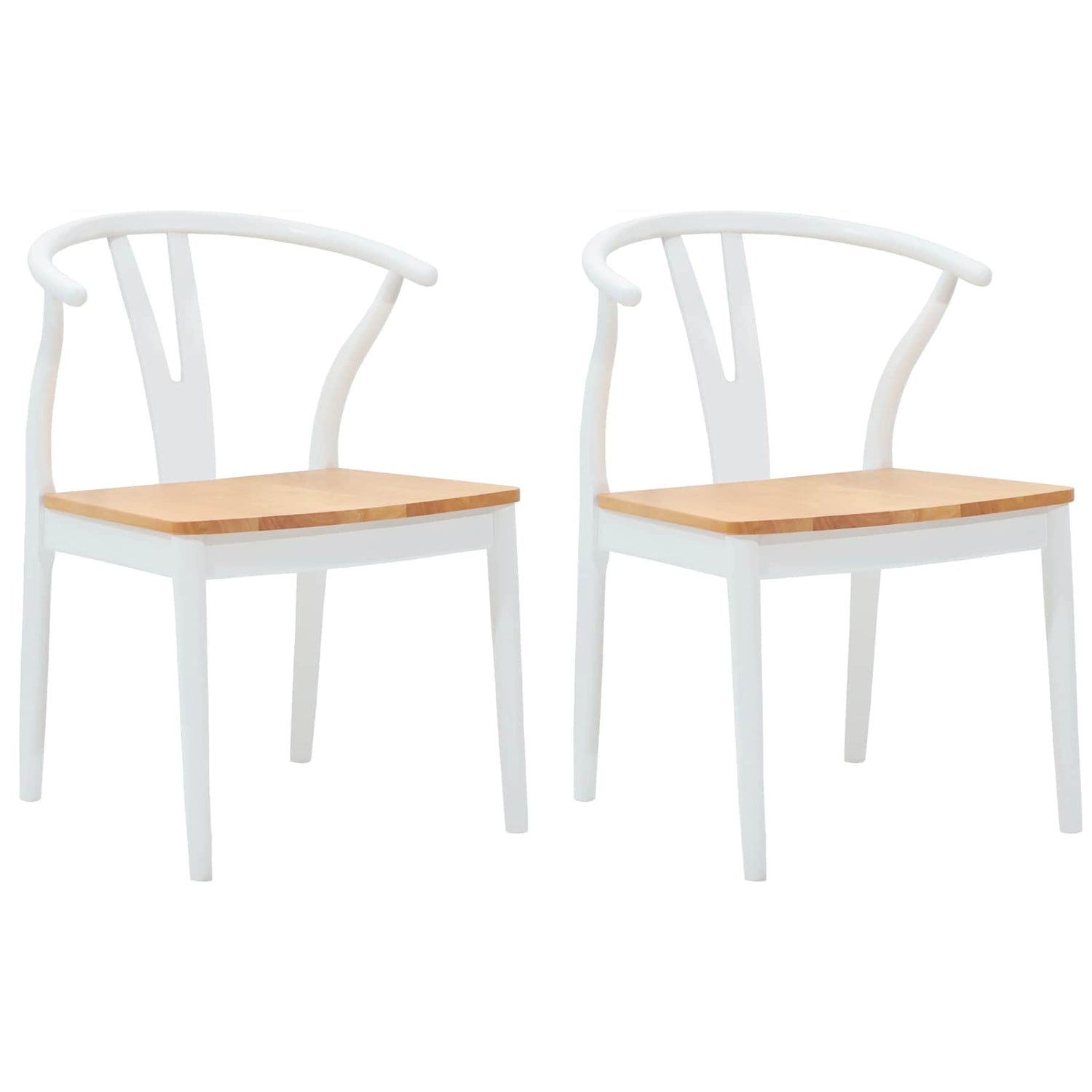 Spisestuestol 2 Pcs Hvit Og Naturlig Solid Gummitre
