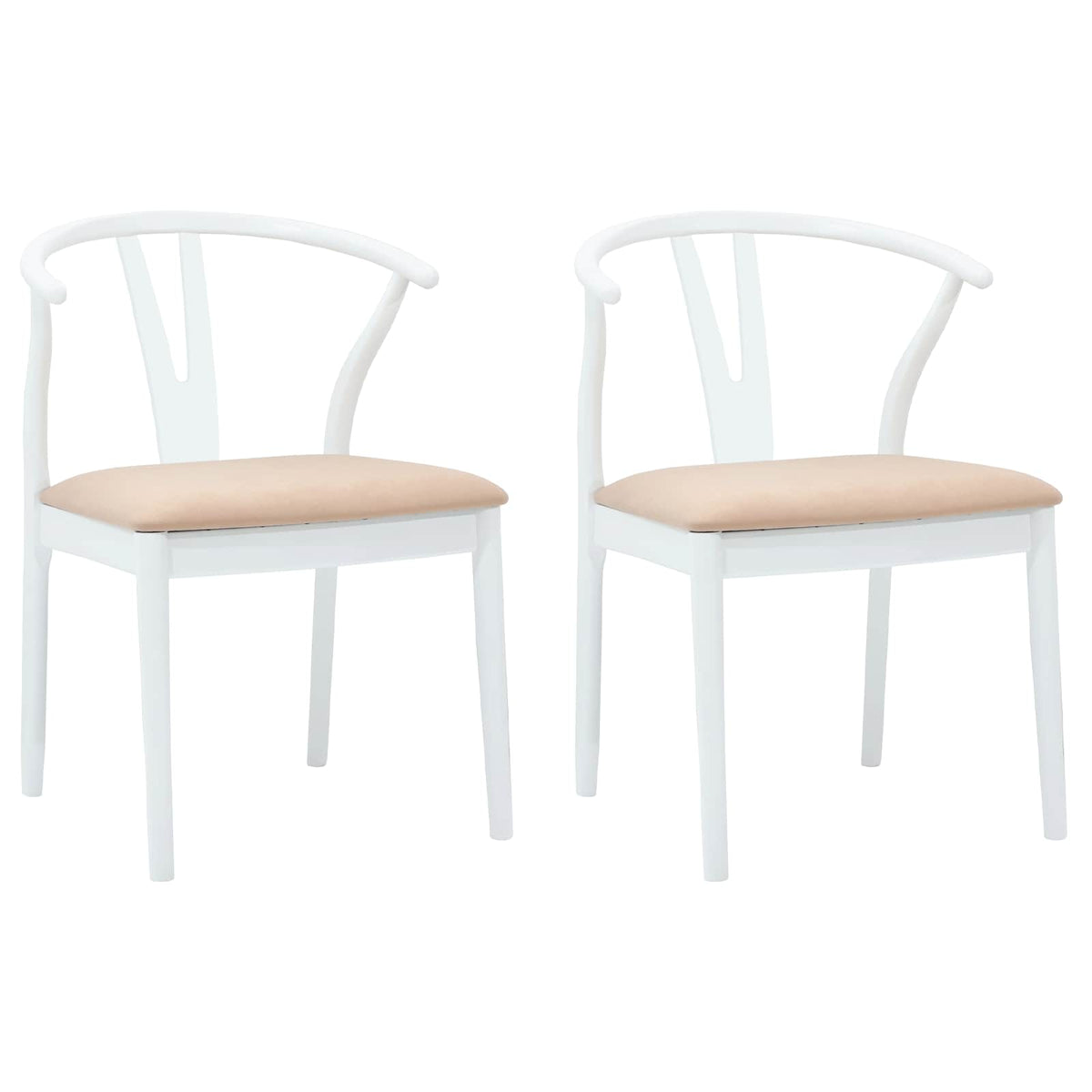 Spisestuestol 2 Pcs Hvit Og Brun Solid Gummitre