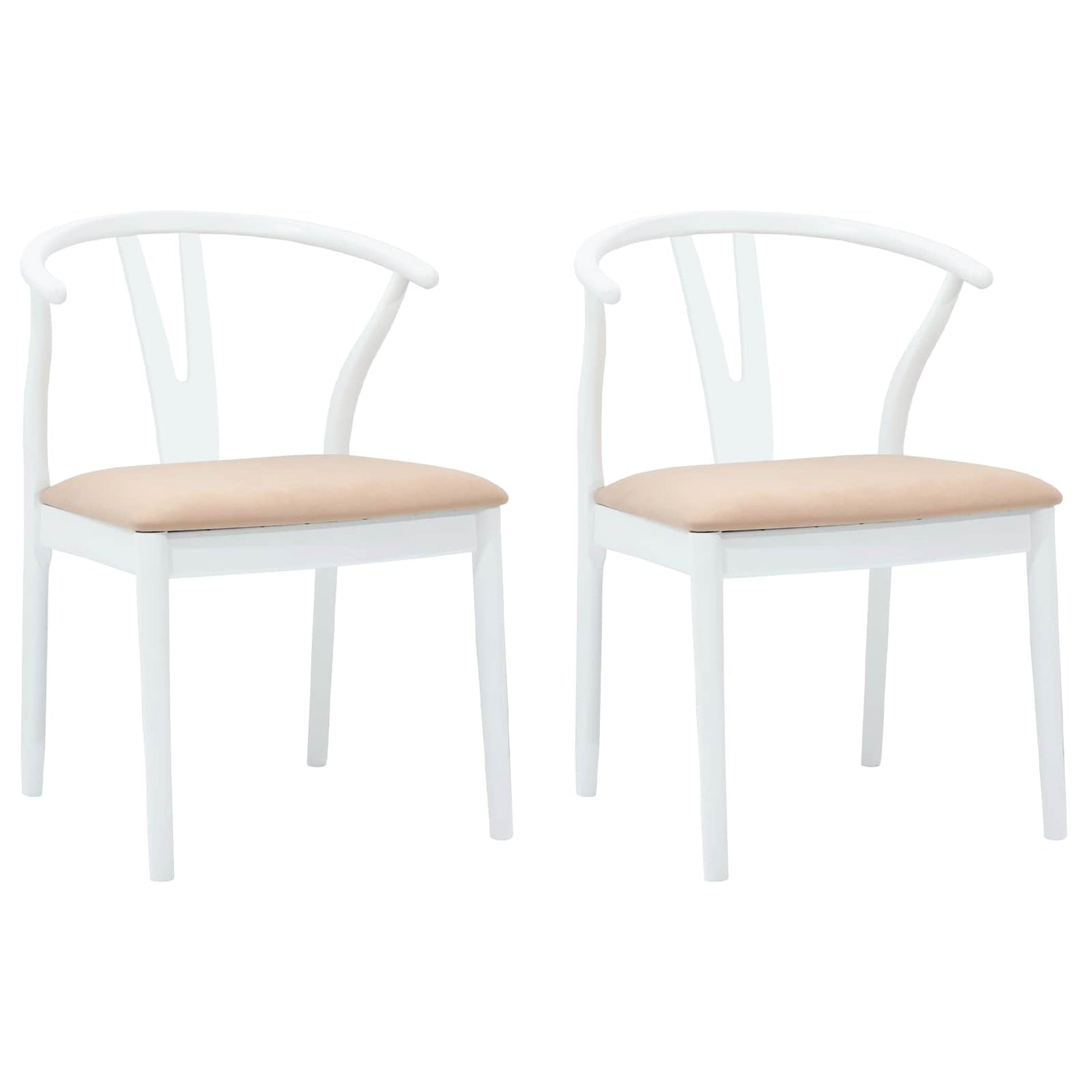 Spisestuestol 2 Pcs Hvit Og Brun Solid Gummitre