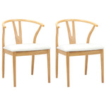 Spisestuestol 2 Pcs Naturlig Og Lys Solid Gummitre