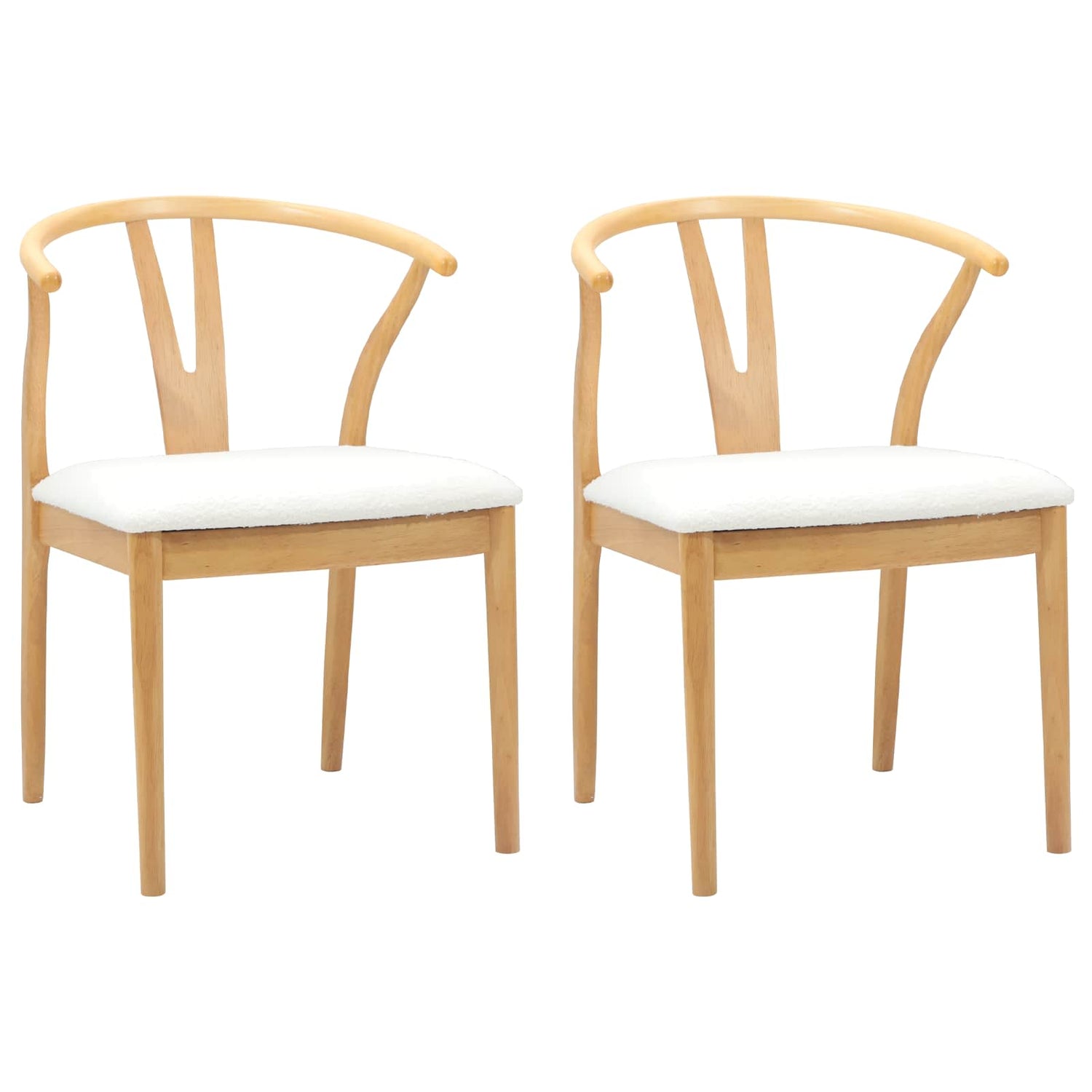 Spisestuestol 2 Pcs Naturlig Og Lys Solid Gummitre