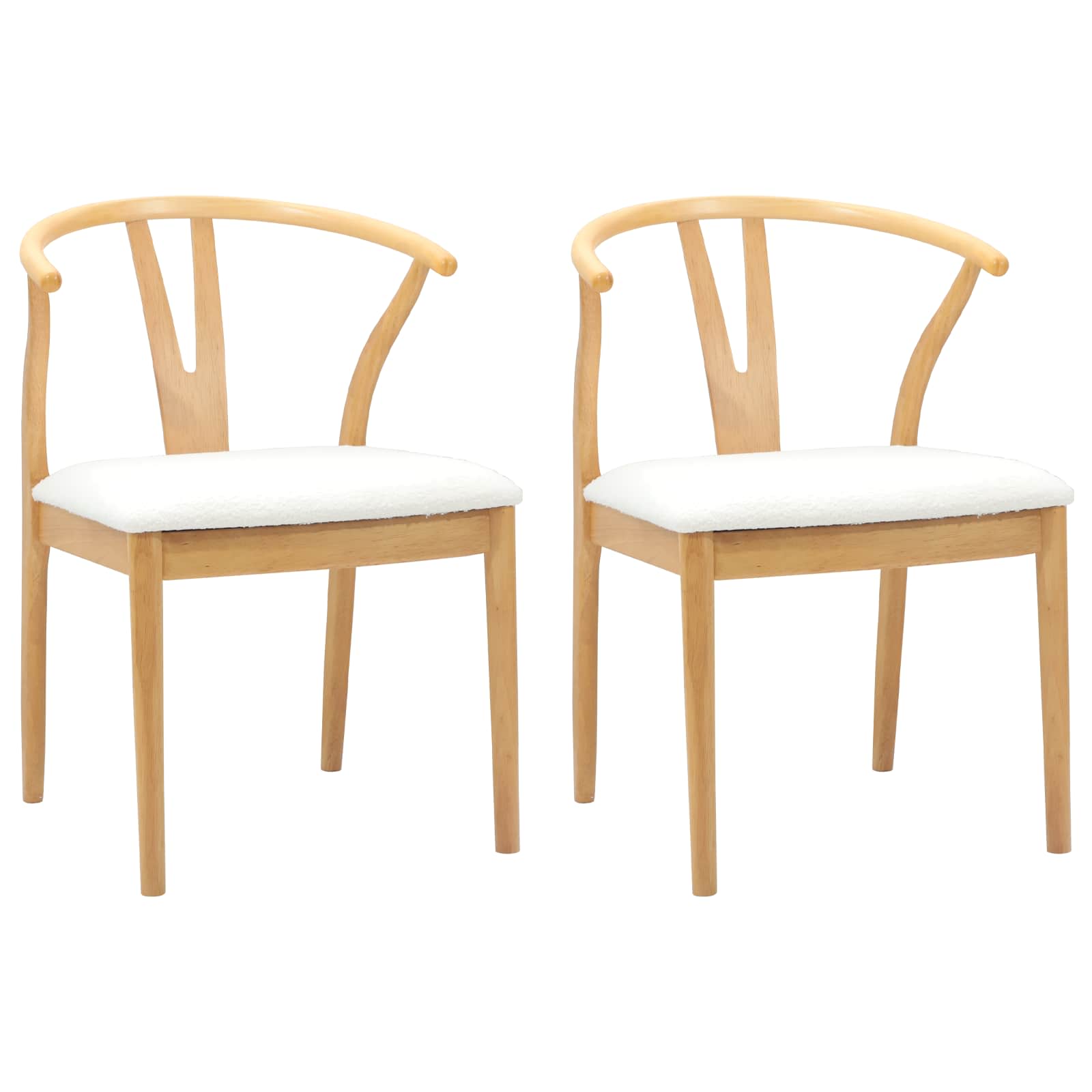Spisestuestol 2 Pcs Naturlig Og Lys Solid Gummitre