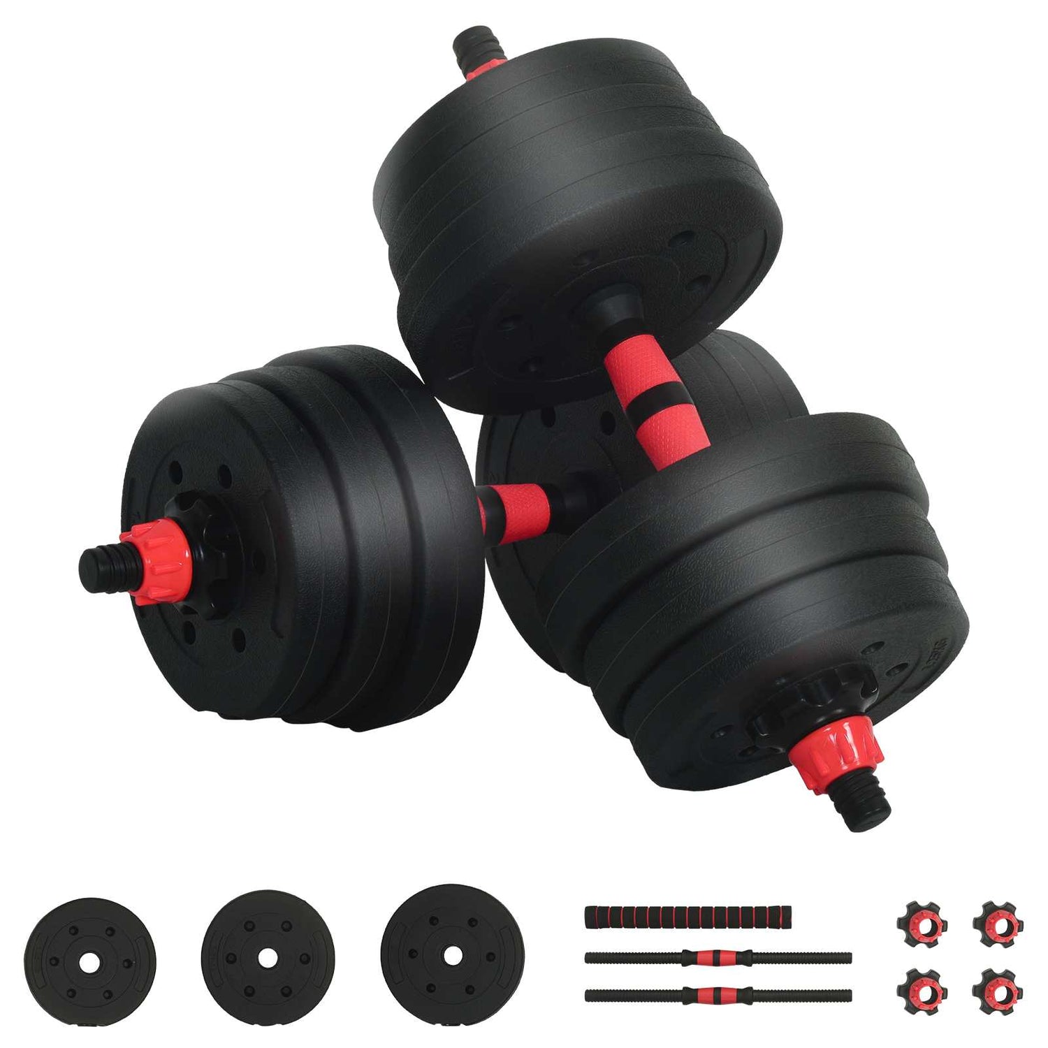 2-I-1 Manual Og Vektstang Sett 20Kg 20Kg Svart Og Rød