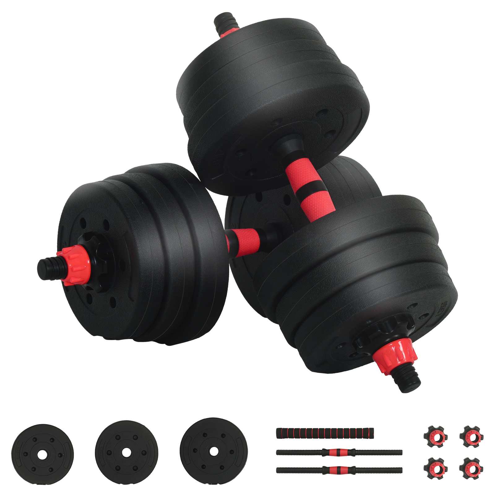 2-I-1 Manual Og Vektstang Sett 20Kg 20Kg Svart Og Rød