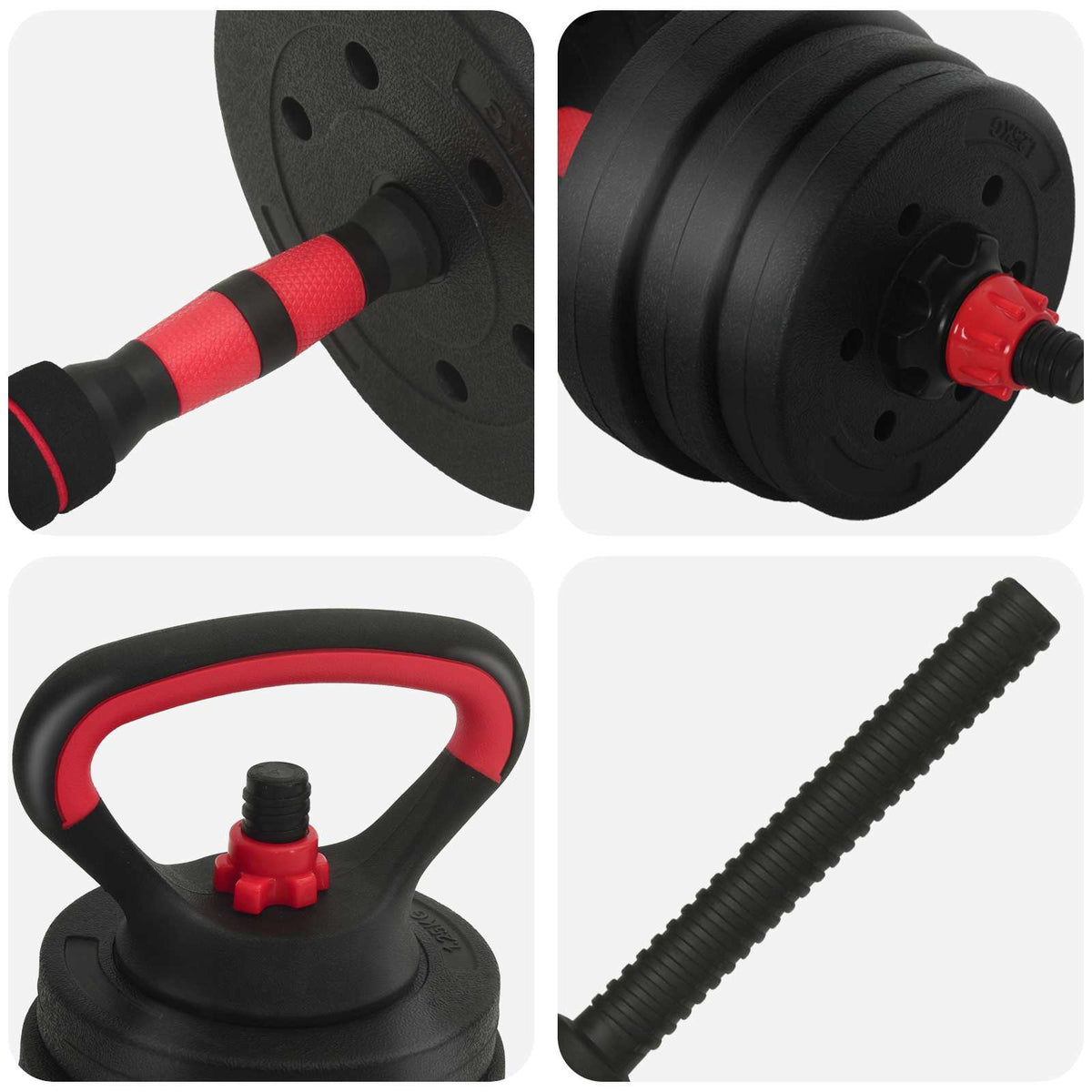 4-I-1 Manual, Vektstang Og Kettlebell Sett 20Kg 20Kg
