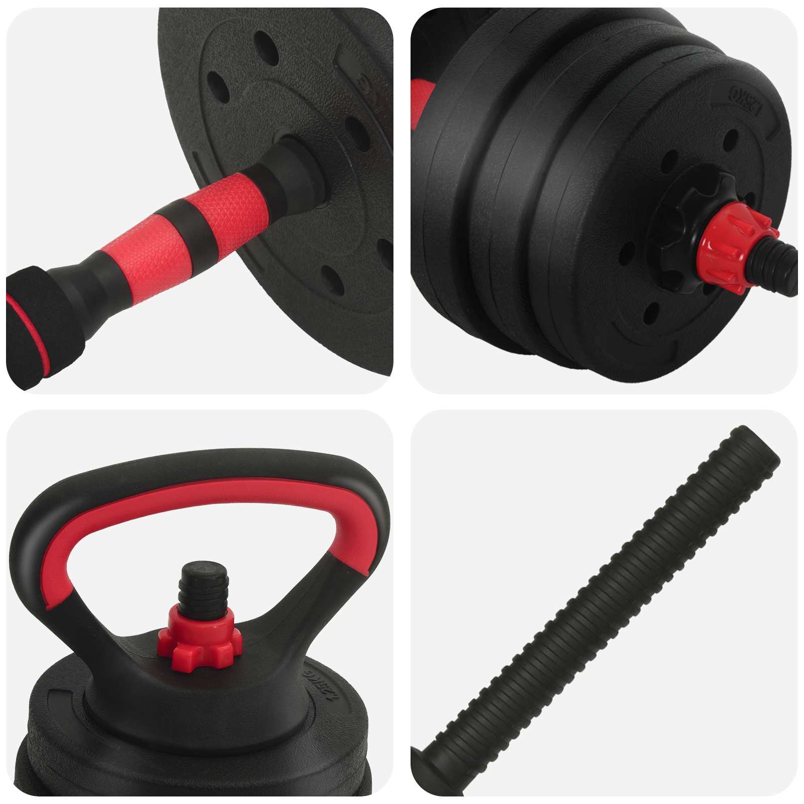 4-I-1 Manual, Vektstang Og Kettlebell Sett 20Kg 20Kg