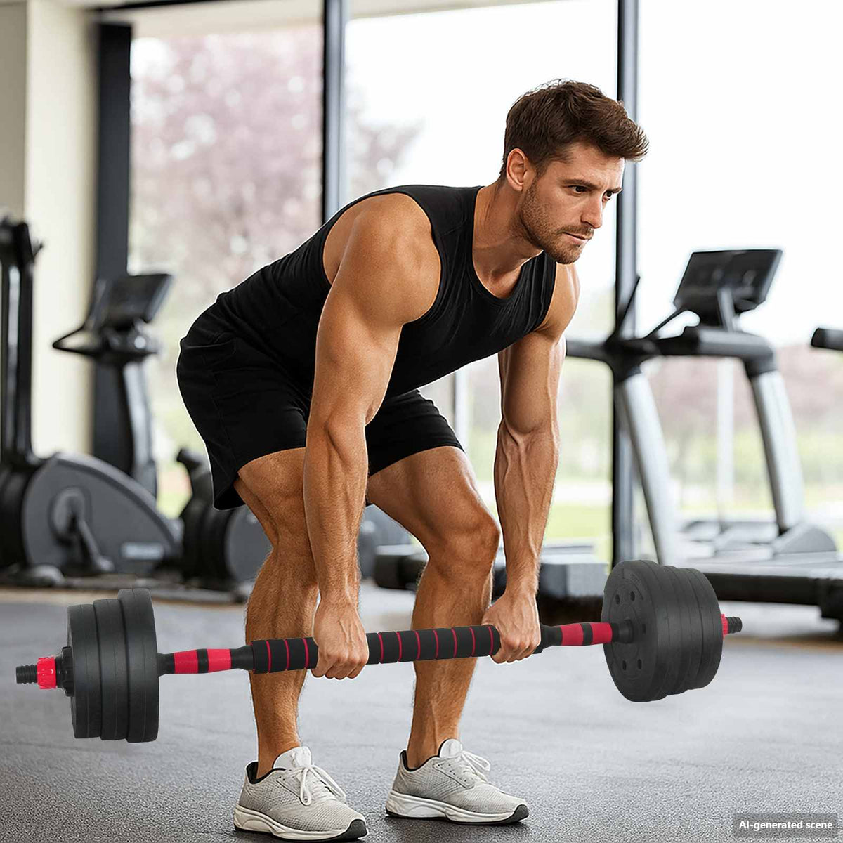 4-I-1 Manual, Vektstang Og Kettlebell Sett 20Kg 20Kg